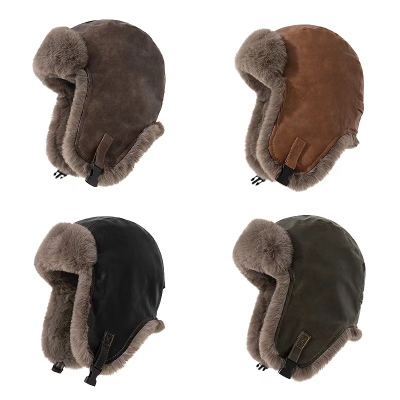 Trapper Hat Ear Flap - 1 szt. Męska zimowa retro czapka