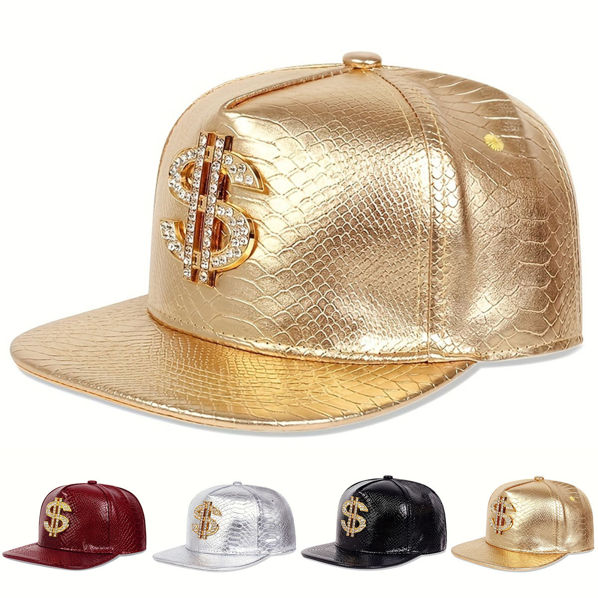 Baseball Cap Structured - Skórzana Metaliczna Czapka Bejsbolówka z Znakiem